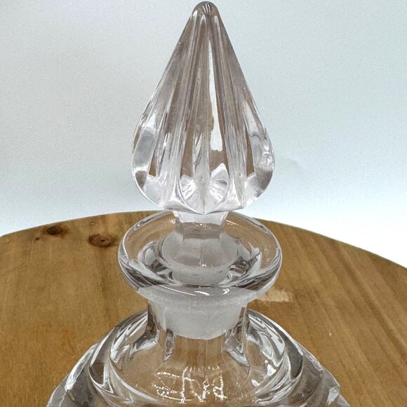Vintage Glass Decanter With Ridged Design & Pointed Stopper For Spirits Or Decor - Picture 2 of 12